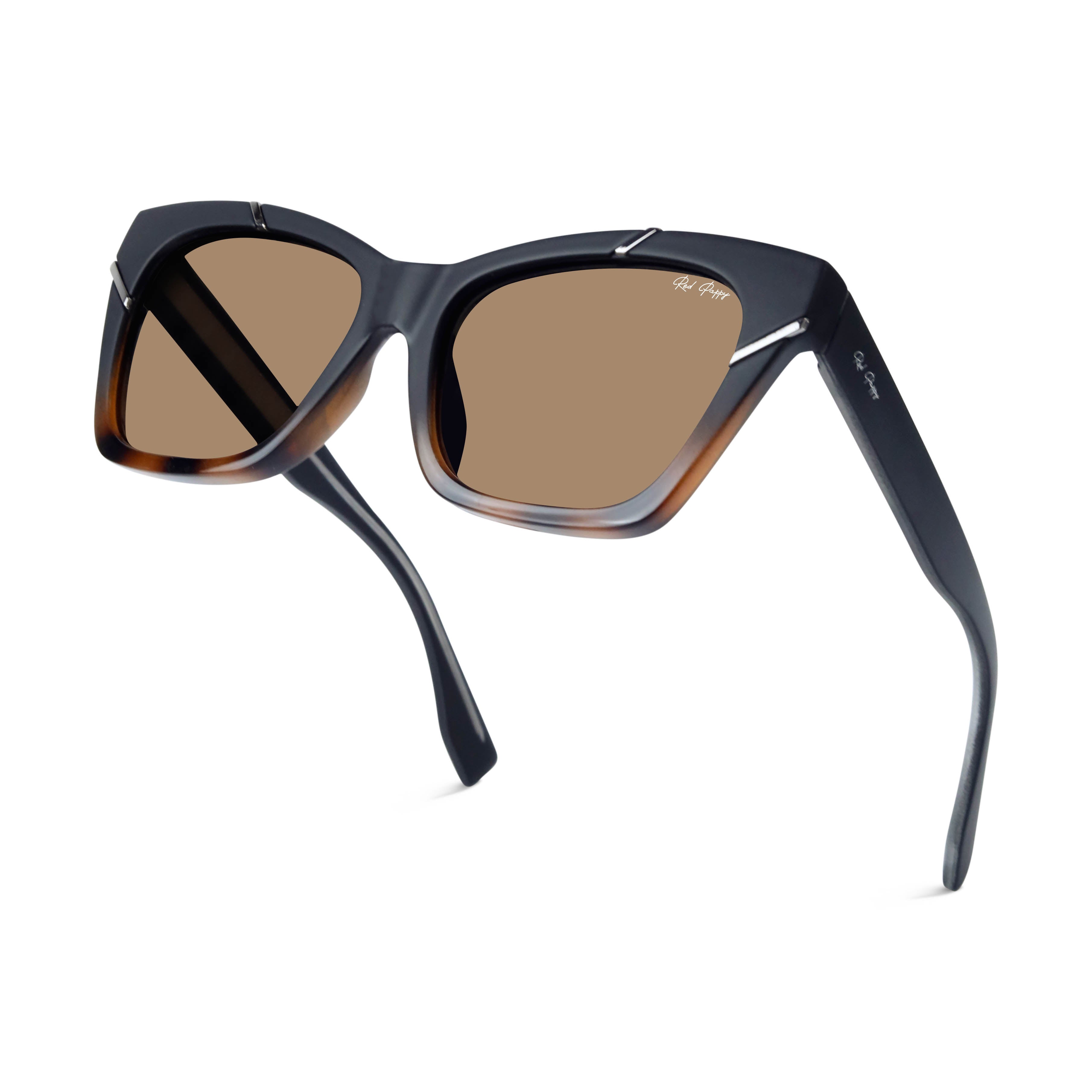 Zylara Brown Polarized Cateye Sunglasses