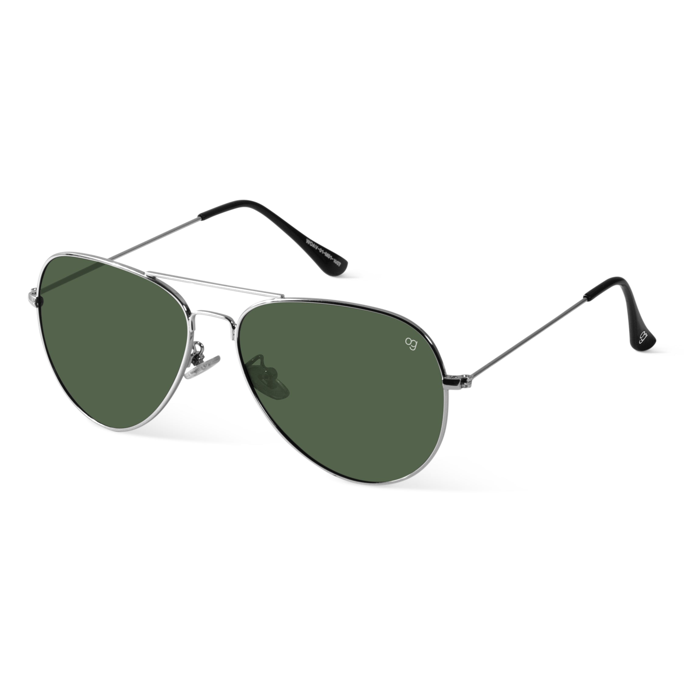Shockpilot Green X Silver Aviator Polarized Sunglasses